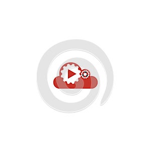 Combination of cloud and gear logo design vector