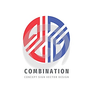 Combination concept logo template design. Union, cooperation, communication, alliance, connection, integration creative sign. photo