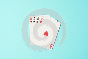 combination four ace popular card game poker