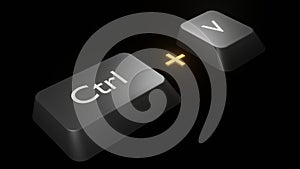 Combination of keys to insert, 3D rendering on black