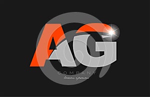 combination letter ag a g in grey orange color alphabet for logo icon design