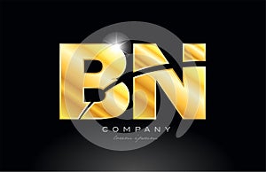 combination letter bn b n gold golden alphabet metal logo icon design