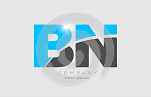 combination letter bn b n in grey blue color alphabet for logo icon design