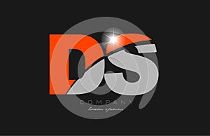 combination letter ds d s in grey orange color alphabet for logo icon design
