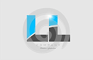 combination letter ll l l in grey blue color alphabet for logo icon design