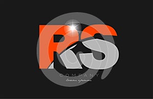 combination letter rs r s in grey orange color alphabet for logo icon design