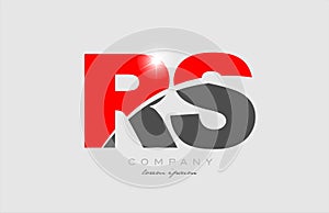 combination letter rs r s in grey red color alphabet for logo icon design