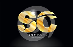 combination letter sc s c gold golden alphabet metal logo icon design photo