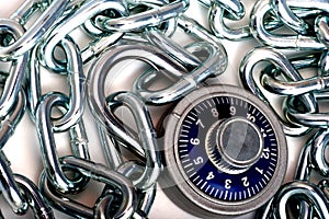 Combination Lock and Chain.