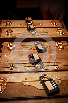 Combination lock on the old chest.