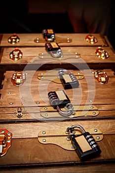 Combination lock on the old chest