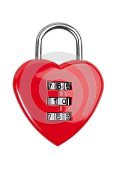 Combination lock with a red heart