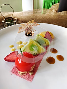 combination of mousse with traditional Indonesian cake