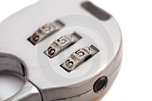 Combination padlock close up with numbers