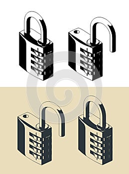 Combination padlock illustrations