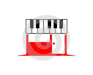 Combination piano tuts with market store shape logo