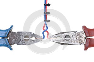 Combination pliers with electrical wire