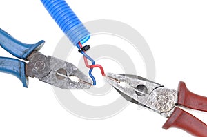 Combination pliers with electrical wire