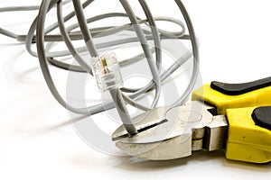 Combination pliers with network cable