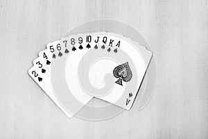 Combination of royal flush spades card