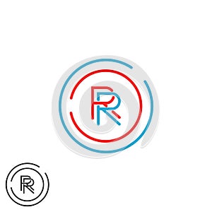 Combination RR logo hipster monogram letter R group, overlapping thin line circle fame business card emblem