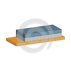 Combination sharpening stone with plastic base isometric shape isolated on white for precise blade honing, rough texture and photo
