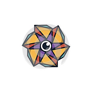 Combination of triangle and lens logo design vector