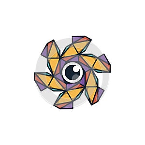 Combination of triangle and lens logo design vector