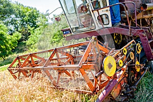 Combine corn and wheat harvester. Agriculture industry