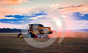 Combine in the field of wheat