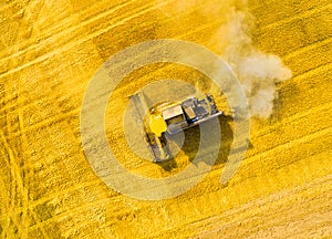 Combine harvester from above.