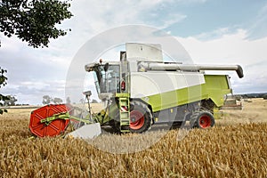 Combine harvester at corn