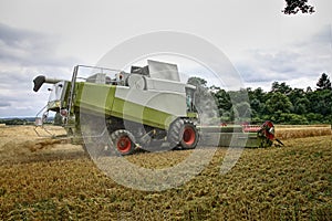 Combine harvester at corn