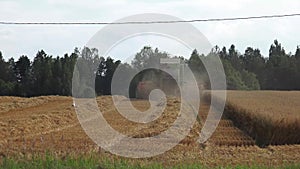 Combine Harvester Cutting Oats