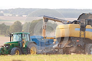 Combine Harvester Discharging Grain