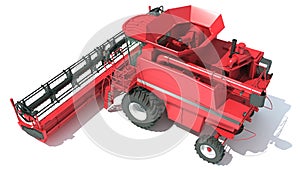 Combine Harvester farm equipment 3D rendering on white background