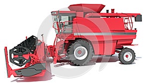 Combine Harvester farm equipment 3D rendering on white background