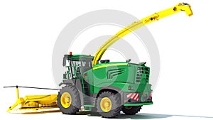 Combine Harvester farm equipment 3D rendering on white background