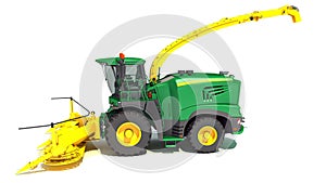 Combine Harvester farm equipment 3D rendering on white background