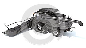 Combine Harvester farm equipment 3D rendering on white background