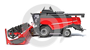 Combine Harvester farm equipment 3D rendering on white background