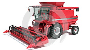 Combine Harvester farm equipment 3D rendering on white background