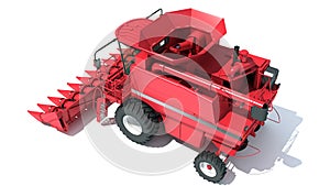 Combine Harvester farm equipment 3D rendering on white background