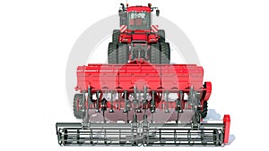 Combine Harvester farm equipment 3D rendering on white background