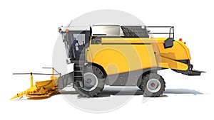 Combine Harvester farm equipment 3D rendering on white background