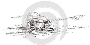 Combine Harvester in the field. photo