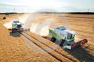 Combine harvester harvesting in a field