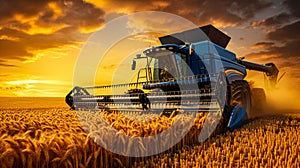 Combine harvester harvests ripe generative AI