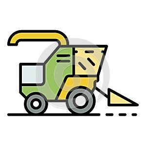 Combine harvester icon color outline vector