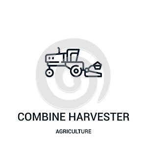 combine harvester icon vector from agriculture collection. Thin line combine harvester outline icon vector illustration. Linear